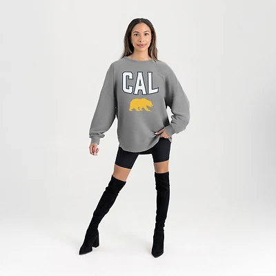 Women's Gameday Couture Gray Cal Bears Oversized Pure Motion Corded Sweatshirt