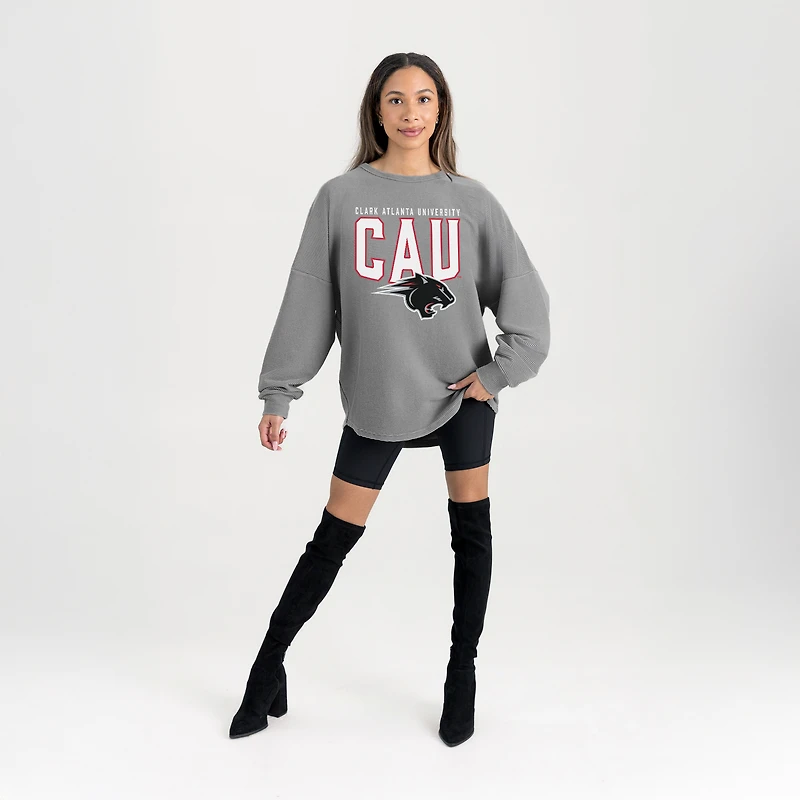 Women's Gameday Couture Gray Clark Atlanta University Panthers Oversized Pure Motion Corded Sweatshirt
