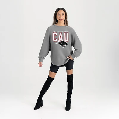 Women's Gameday Couture Gray Clark Atlanta University Panthers Oversized Pure Motion Corded Sweatshirt