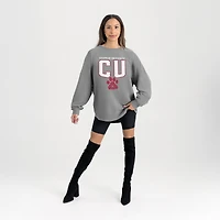Women's Gameday Couture Gray Chapman Panthers Oversized Pure Motion Corded Sweatshirt