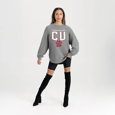 Women's Gameday Couture Gray Chapman Panthers Oversized Pure Motion Corded Sweatshirt