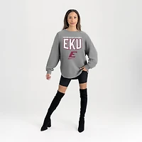 Women's Gameday Couture Gray Eastern Kentucky Colonels Oversized Pure Motion Corded Sweatshirt