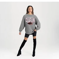 Women's Gameday Couture Gray Claflin Panthers Oversized Pure Motion Corded Sweatshirt