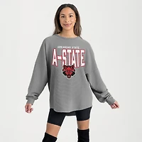 Women's Gameday Couture Gray Arkansas State Red Wolves Oversized Pure Motion Corded Sweatshirt