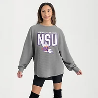 Women's Gameday Couture Gray Northwestern State Demons Oversized Pure Motion Corded Sweatshirt