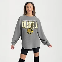 Women's Gameday Couture Gray Cal State L.A. Golden Eagles Oversized Pure Motion Corded Sweatshirt