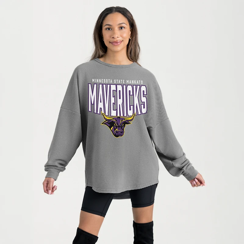 Women's Gameday Couture Gray Minnesota State Mavericks Oversized Pure Motion Corded Sweatshirt