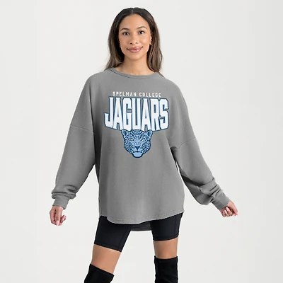 Women's Gameday Couture Gray Spelman College Jaguars Oversized Pure Motion Corded Sweatshirt