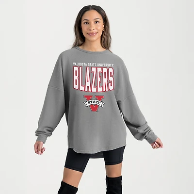Women's Gameday Couture Gray Valdosta State Blazers Oversized Pure Motion Corded Sweatshirt