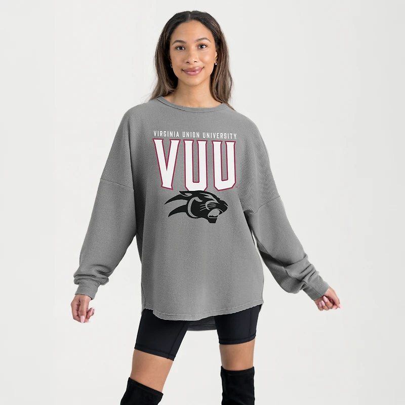 Women's Gameday Couture Gray Virginia Union Panthers Oversized Pure Motion Corded Sweatshirt