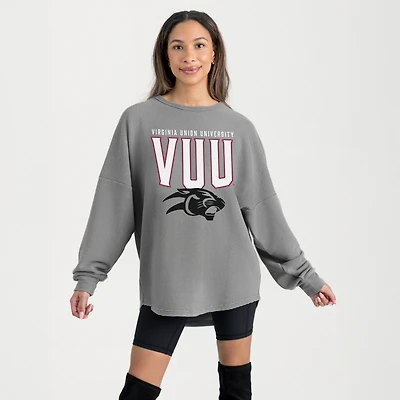 Women's Gameday Couture Gray Virginia Union Panthers Oversized Pure Motion Corded Sweatshirt