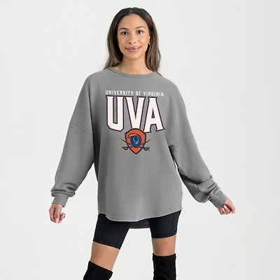 Women's Gameday Couture Gray Virginia Cavaliers Oversized Pure Motion Corded Sweatshirt