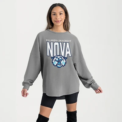 Women's Gameday Couture Gray Villanova Wildcats Oversized Pure Motion Corded Sweatshirt