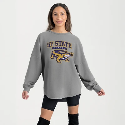 Women's Gameday Couture Gray San Francisco State Gators Oversized Pure Motion Corded Sweatshirt