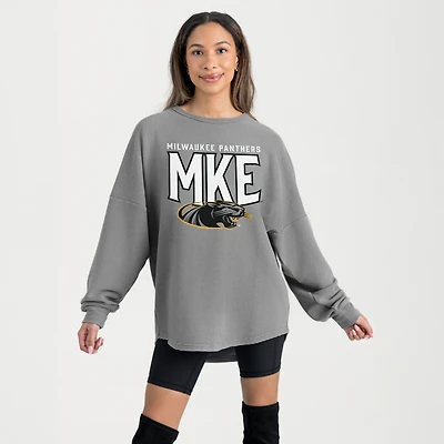 Women's Gameday Couture Gray Wisconsin-Milwaukee Panthers Oversized Pure Motion Corded Sweatshirt