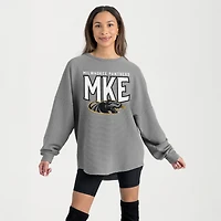 Women's Gameday Couture Gray Wisconsin-Milwaukee Panthers Oversized Pure Motion Corded Sweatshirt
