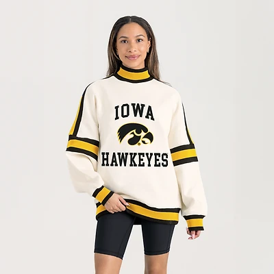 Women's Gameday Couture White Iowa Hawkeyes Oversized Vivid Turtleneck Sweatshirt