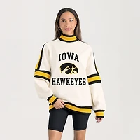 Women's Gameday Couture White Iowa Hawkeyes Oversized Vivid Turtleneck Sweatshirt
