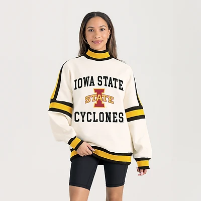 Women's Gameday Couture White Iowa State Cyclones Oversized Vivid Turtleneck Sweatshirt