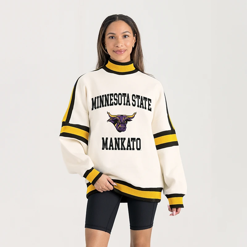 Women's Gameday Couture White Minnesota State Mavericks Oversized Vivid Turtleneck Sweatshirt