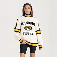 Women's Gameday Couture White Missouri Tigers Oversized Vivid Turtleneck Sweatshirt
