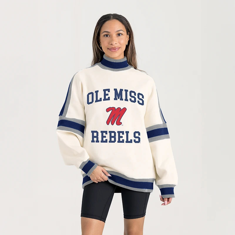 Women's Gameday Couture White Ole Miss Rebels Oversized Vivid Turtleneck Sweatshirt