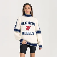 Women's Gameday Couture White Ole Miss Rebels Oversized Vivid Turtleneck Sweatshirt
