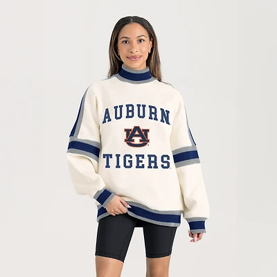 Women's Gameday Couture White Auburn Tigers Oversized Vivid Turtleneck Sweatshirt