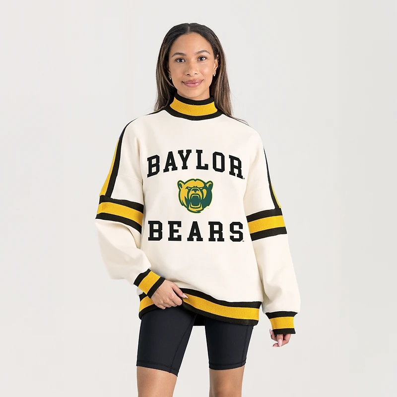 Women's Gameday Couture White Baylor Bears Oversized Vivid Turtleneck Sweatshirt