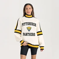 Women's Gameday Couture White Pitt Panthers Oversized Vivid Turtleneck Sweatshirt