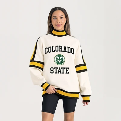 Women's Gameday Couture White Colorado State Rams Oversized Vivid Turtleneck Sweatshirt