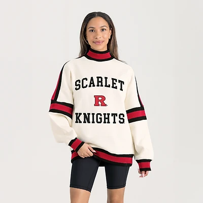 Women's Gameday Couture White Rutgers Scarlet Knights Oversized Vivid Turtleneck Sweatshirt