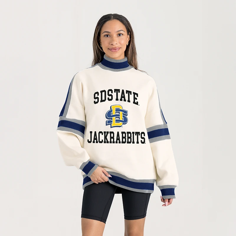 Women's Gameday Couture White South Dakota State Jackrabbits Oversized Vivid Turtleneck Sweatshirt