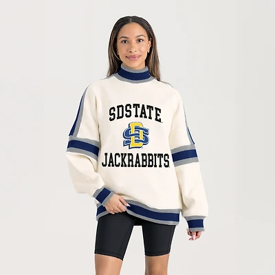 Women's Gameday Couture White South Dakota State Jackrabbits Oversized Vivid Turtleneck Sweatshirt