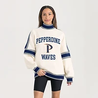 Women's Gameday Couture White Pepperdine Waves Oversized Vivid Turtleneck Sweatshirt