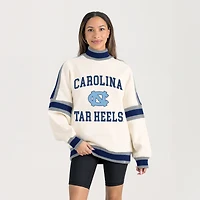 Women's Gameday Couture White North Carolina Tar Heels Oversized Vivid Turtleneck Sweatshirt