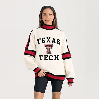 Women's Gameday Couture White Texas Tech Red Raiders Oversized Vivid Turtleneck Sweatshirt