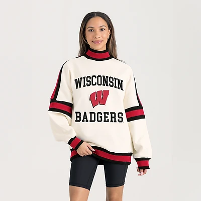 Women's Gameday Couture White Wisconsin Badgers Oversized Vivid Turtleneck Sweatshirt
