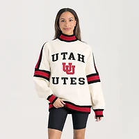 Women's Gameday Couture White Utah Utes Oversized Vivid Turtleneck Sweatshirt