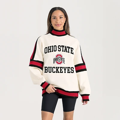 Women's Gameday Couture White Ohio State Buckeyes Oversized Vivid Turtleneck Sweatshirt