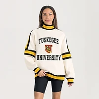 Women's Gameday Couture White Tuskegee Golden Tigers Oversized Vivid Turtleneck Sweatshirt