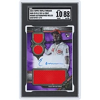Elly De La Cruz Cincinnati Reds Autographed 2024 Topps Triple Threads Triple Relic Purple #RAR-ED #7/75 SGC Authenticated 8/10 Rookie Card