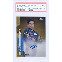 Carlos Sainz McLaren F1 Team Autographed 2020 Topps Chrome F1 Gold Wave Refractor #F1A-CS #18/50 PSA Authenticated 8 Rookie Card