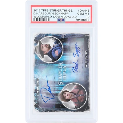 David Harbour and Noah Schnapp Stranger Things Autographed 2019 Topps Welcome to the Upside Down #DA-HS #4/5 PSA Authenticated 10 Card