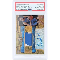 Chet Holmgren Oklahoma City Thunder Autographed 2022-23 Panini Chronicles Gold Standard Tri-Color Relic #GSJ-CHC #5/5 PSA Authenticated 9 Rookie Card