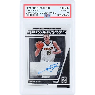 Nikola Jokić Denver Nuggets Autographed 2021-22 Panini Donruss Optic Dominators #DS-NJK #10/99 PSA Authenticated 10 Card