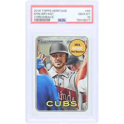 Kris Bryant Chicago Cubs 2018 Topps Heritage Throwback #80 PSA Authenticated 10 Card