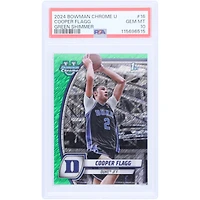 Cooper Flagg Duke Blue Devils 2024 Bowman Chrome U Green Shimmer #16 PSA Authenticated 10 Card