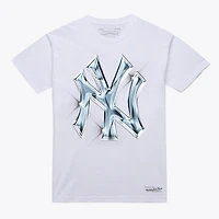 Men's  White New York Yankees Liquid Chrome T-Shirt