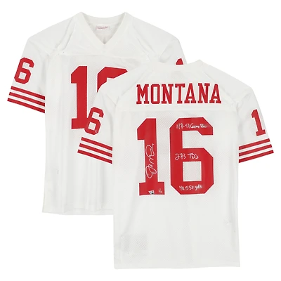 Joe Montana San Francisco 49ers Autographed White Mitchell & Ness Authentic Jersey with Multiple Inscriptions